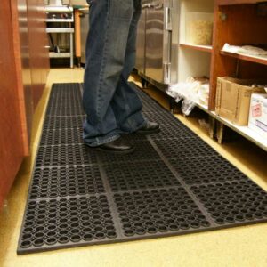 Black color Rubber Drainage Mat, A Great Slip-Resistant Surface man standing
