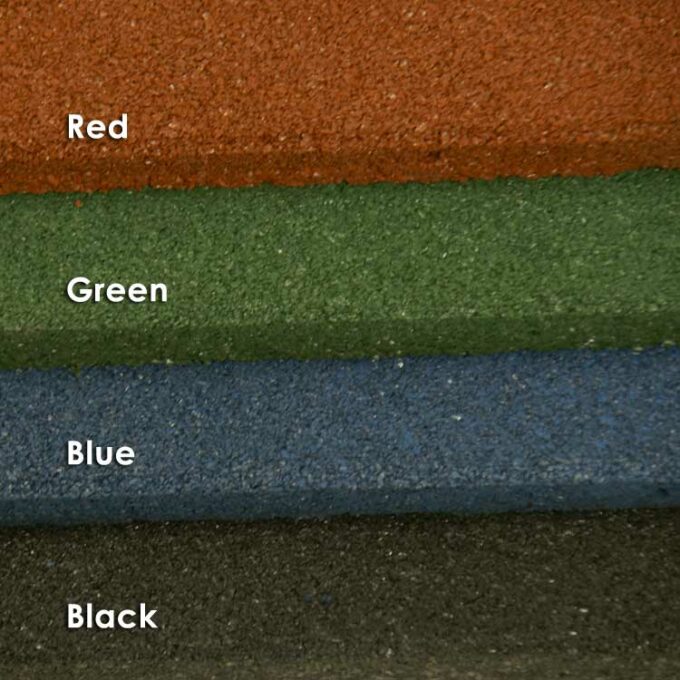 Interlocking Recycled Rubber Flooring color pallet includes 4 colors Blue, Black, Green & Red