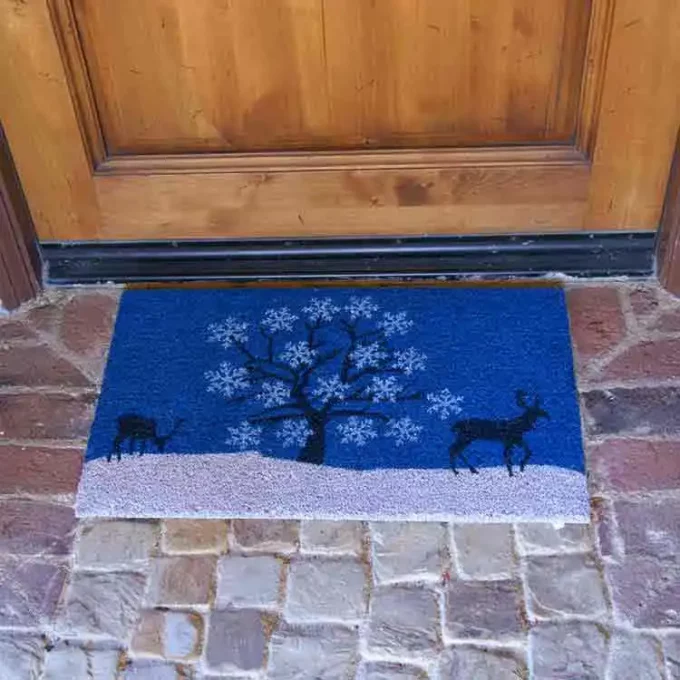 Holiday Doormats with a Blue Sky tree and a pair of deers in Mind!