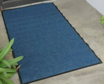 Chevron pattern Durable, Functional, and a Sophisticated Carpet Mat blue color at front door