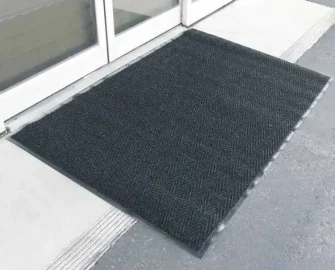 Chevron pattern Durable, Functional, and a Sophisticated Carpet Mat charcoal at front door