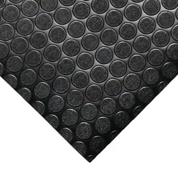 Modern Design PVC Flooring Rolls Black color with coin grip pattern corner shot