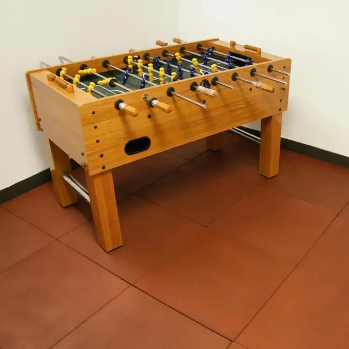 Terra cotta Ultra Durable, DIY Rubber Tiles placed under game table