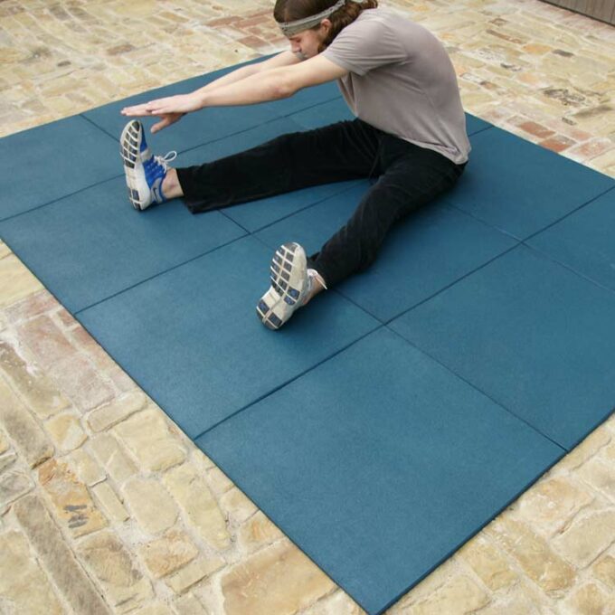 Blue color Ultra Durable, DIY Rubber Tiles placed for exercise