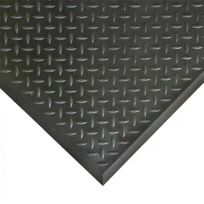 Black Color Textured Industrial Mats with Durability and Slip-Resistance corner shot