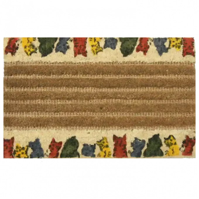 Decorative Doormat with colorful cats at top & bottom edges