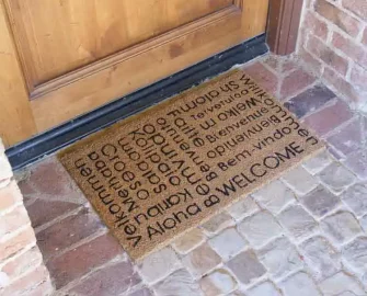 Door Mat with welcome sign in many languages
