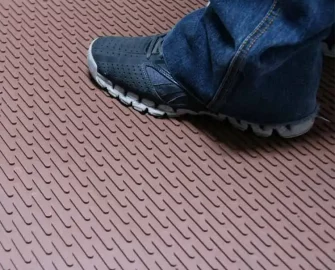 Brown Color Water-Resistant Rubber Runner with a person standing on it
