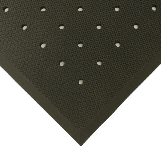 Black in color Grease-Resistant Anti-Slip Mat with a 3/4" Thick Comfort Layer corner shot