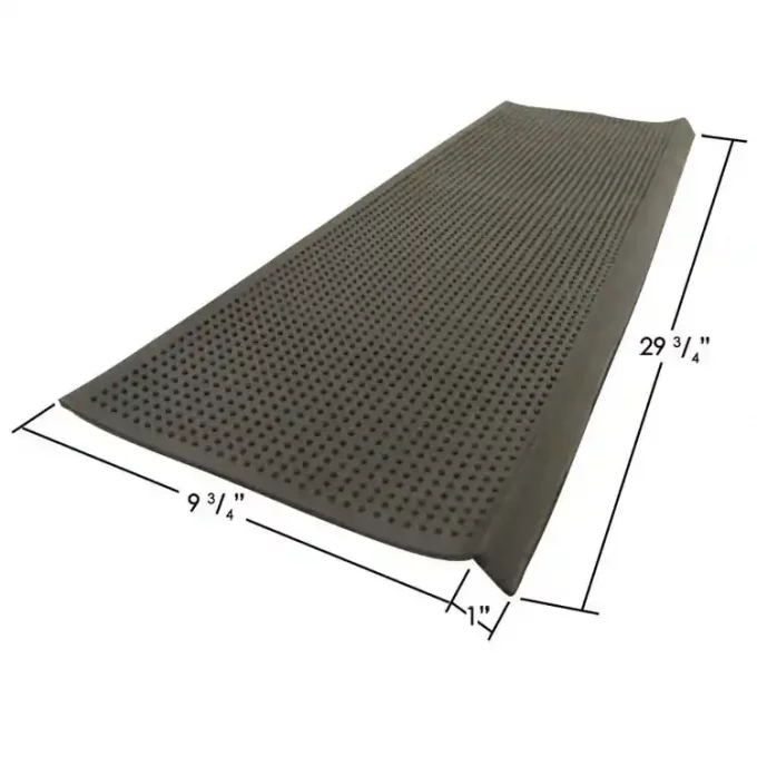 Black color Anti-Slip Stair Tread Mats Provide Foothold in Wet or Dry Conditions shows measurements