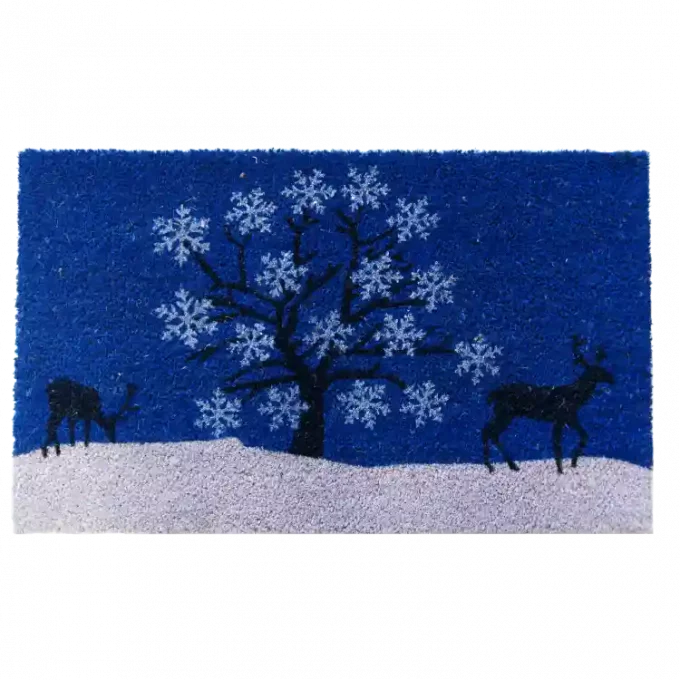 Holiday Doormats with a Blue Sky tree and a pair of deers in Mind!