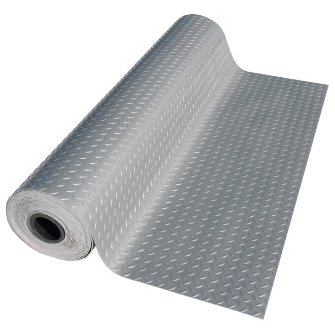 Durable PVC Flooring with a Unique Metallic Color silver rolled