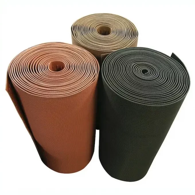 Black Brown and Red rolls of Safe-Grip Rubber Matting displayed vertically