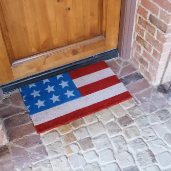 RORA PVC Retro Patriotic American Flag Stars Stripes Outdoor Indoor Welcome Doormat Rubber Back Non-Slip Entryway Rugs Shoes Mat Scraper Carpet Dirt Mud Trapper Rugs Garage Patio Garden 17.3x29.5 