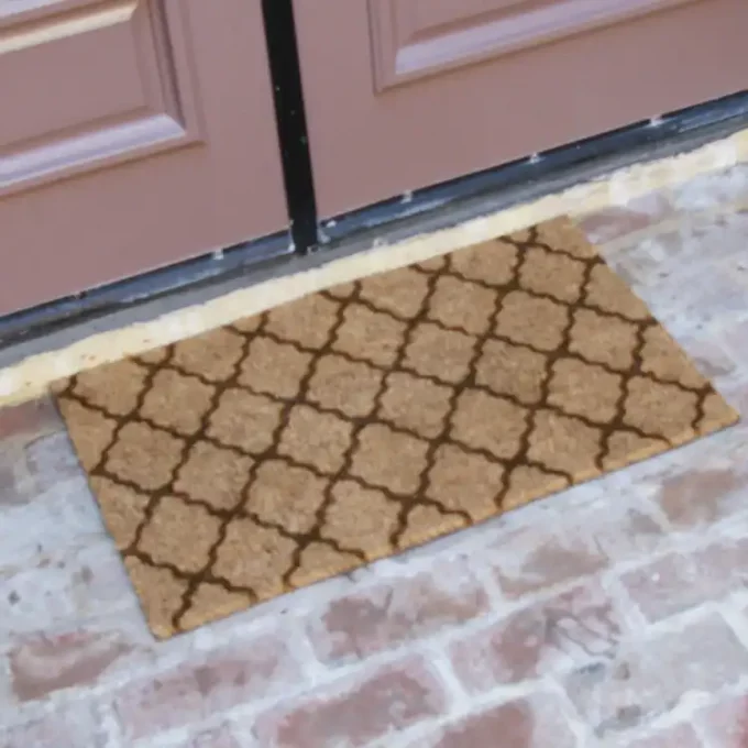 Moroccann design outdoor coir mat in front of door
