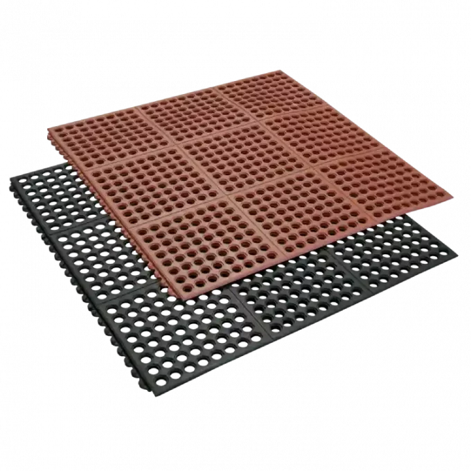 Drainage Matting That is Also An Interlocking Rubber Mat available in 2 colors Black & Red