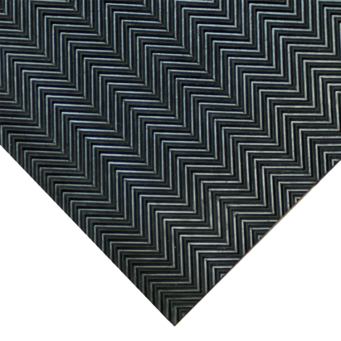 Corner tile of a textured fishbone black