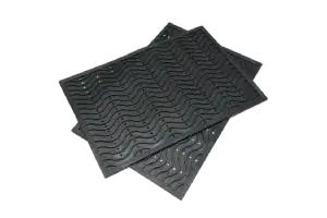 Rubber doormat black in color 2 piled wave pattern