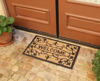 Cast-Iron Durable Rubber mat with welcome sign in black color