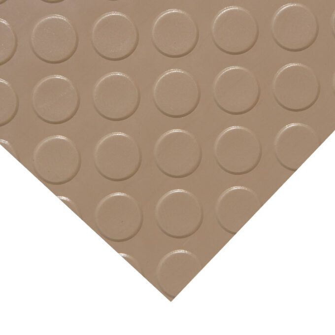 Coin or Stud Top Textured Flooring in beige color corner shot