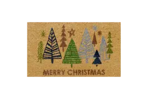Christmas doormat with christmas trees & merry christmas message