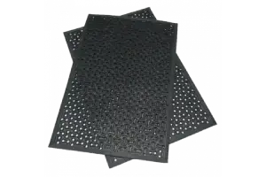 Black in color 2 drainage mats piled