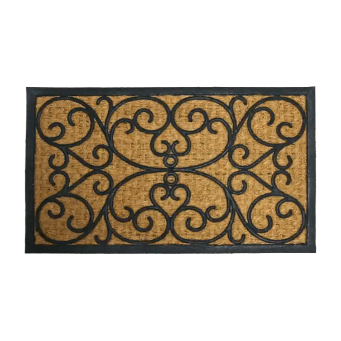 Coconut and Rubber Material door mat with black coir design
