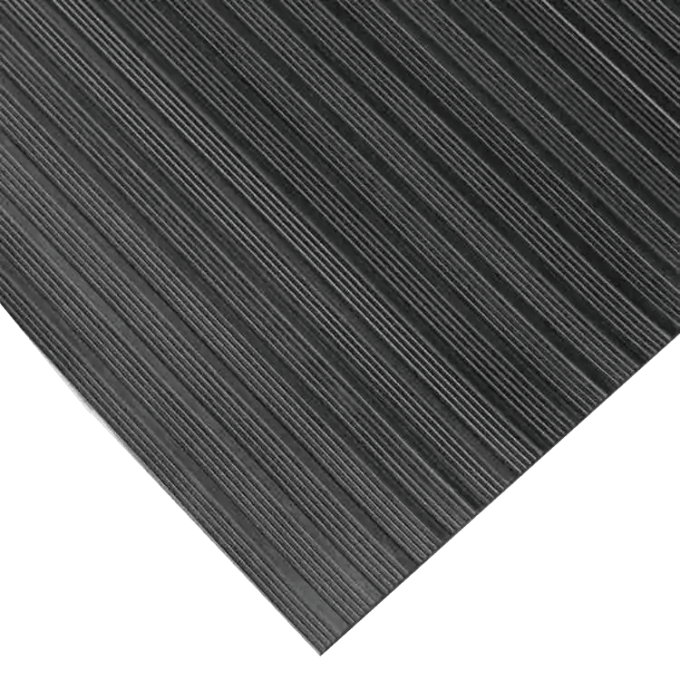 Striped black mat pointed downward into a corner