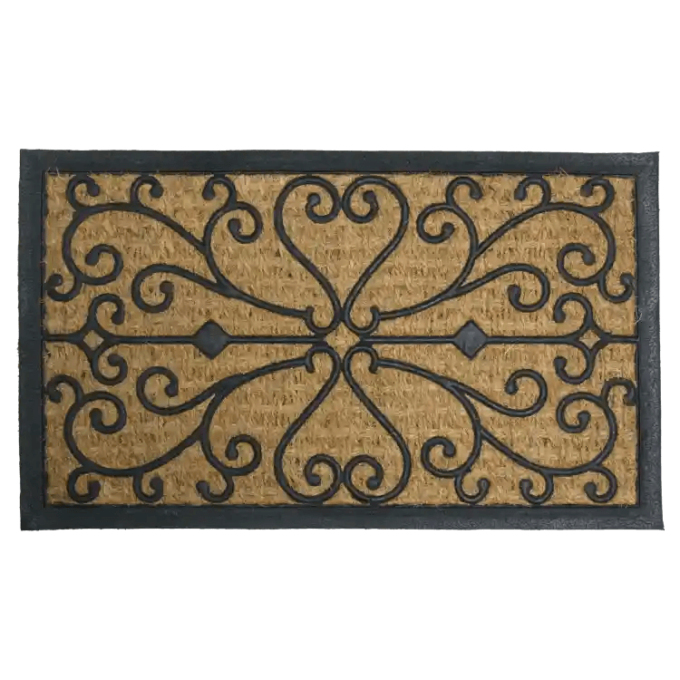Stylish Rubber Welcome Mat with beautiful black color coir design