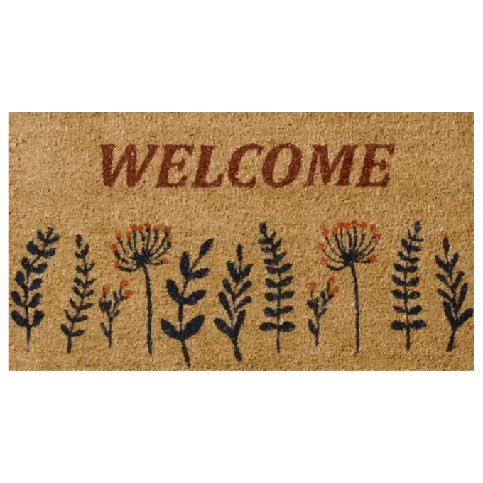 Welcome mat with wildflower pictures