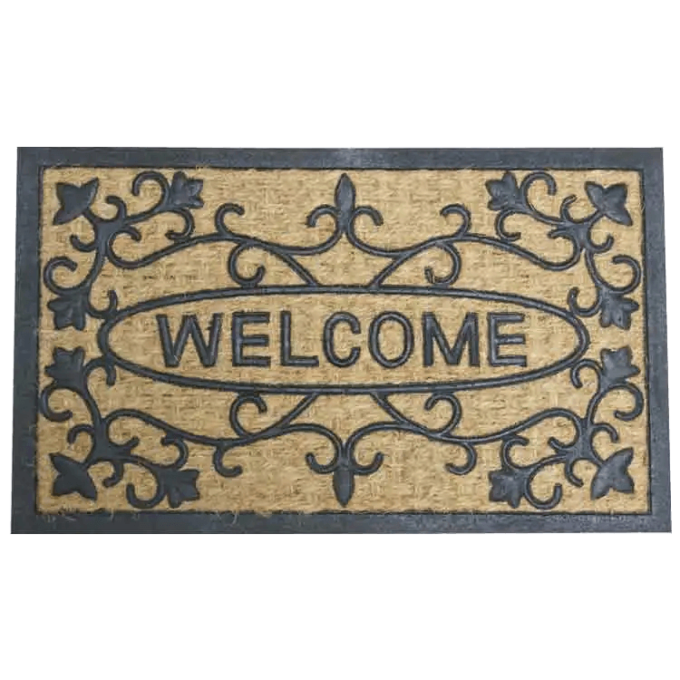 Welcome doormat with rubber coir design to improve traction