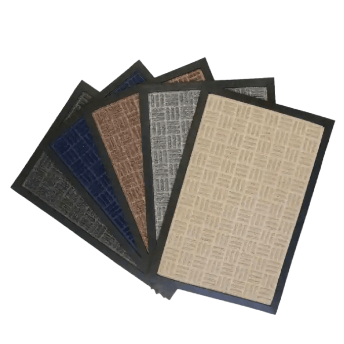 Versatile Welcome Mat Traps Dirt and Prevents Slips available in 5 colors Blue, Brown, Charcoal, Grey, Tan