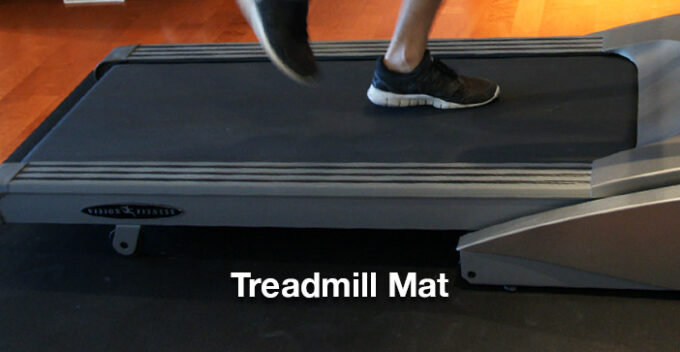 treadmill on rubber protection mat