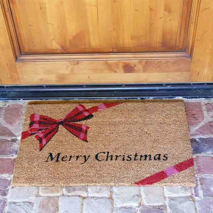 Merry christmas door mat at front door