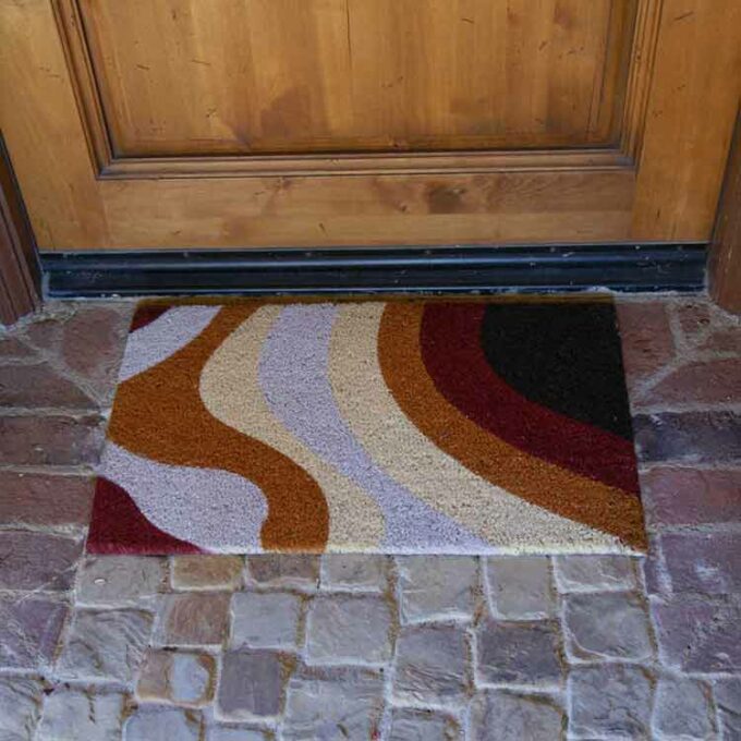 Multicolored matt brown streak label modern door mat