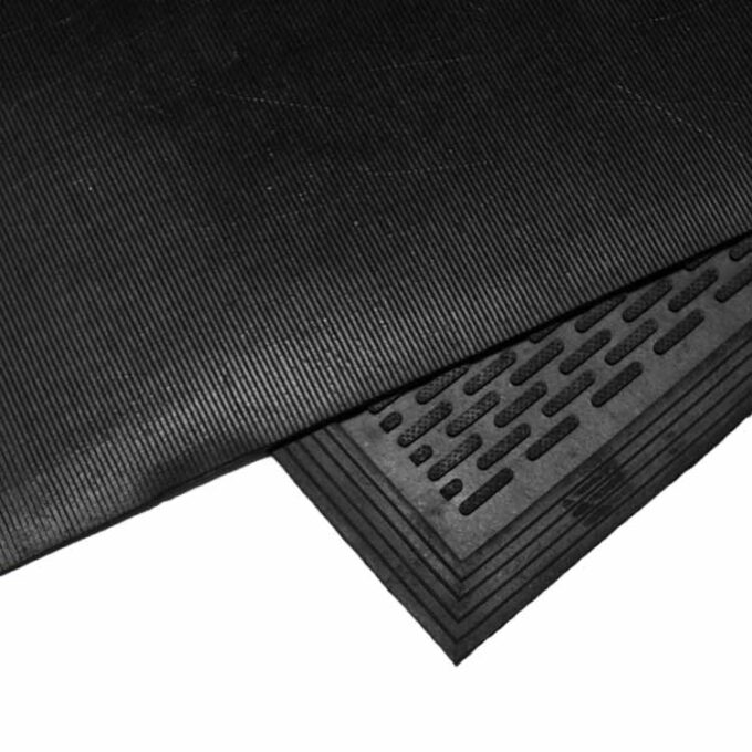 Black color Ultra-Durable and Economical Rubber Doormat top bottom view