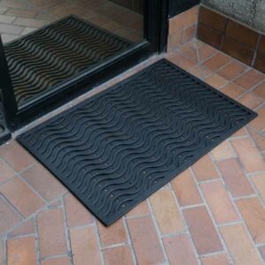 Black color wave pattern Durable Commercial Rubber Door Mat at front door