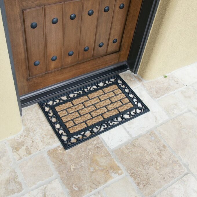 Door mat with black coir design & rubber mixture