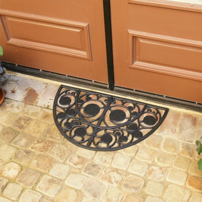 Black in color Rubber Welcome Mat Looks Like Cast Iron with No Rust