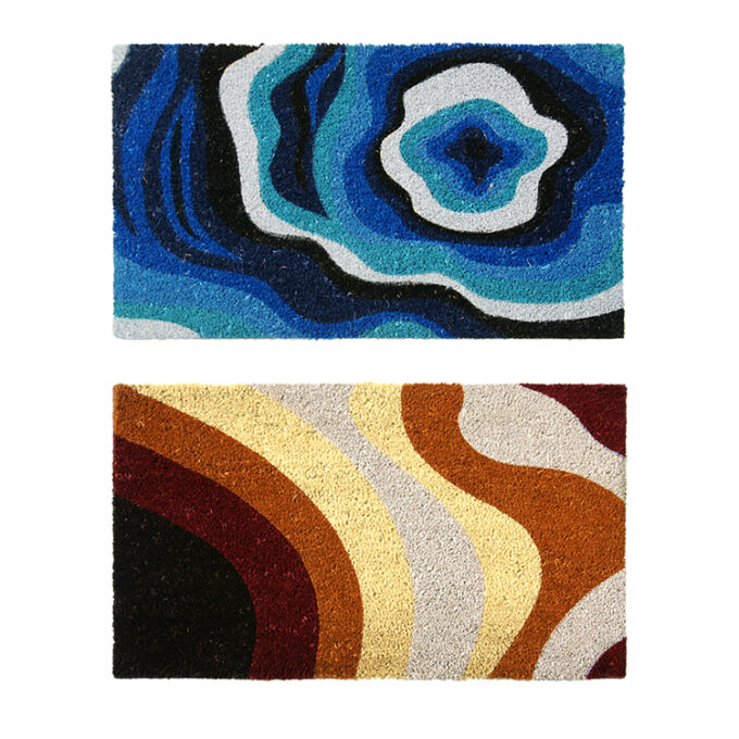 Natural Coir Modern Doormat kit consisting of Brown Streaks Modern and Obscure Dimension Modern Doormat