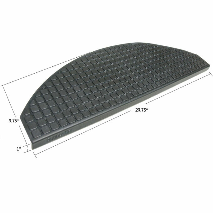 Ultra Durable Rubber Stair Mats black color shows measurements