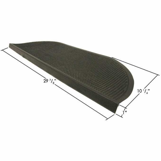 Recycled Rubber Stair Mat Protects Against Slips and Falls shows measurements