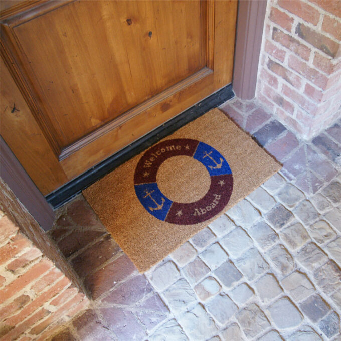 Welcome doormat showing anchor nautical doormat