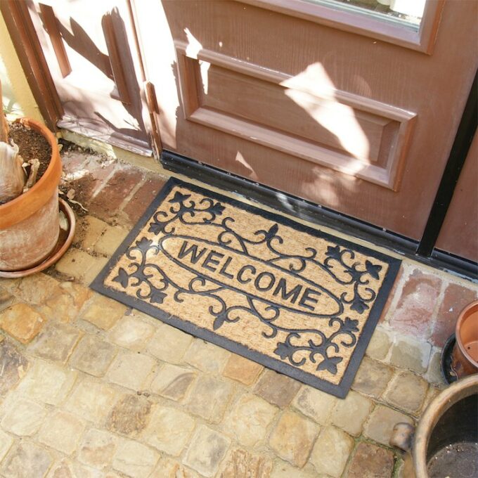 Cast-Iron Durable Rubber mat with welcome sign in black color