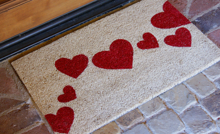 Red Hearts Doormat