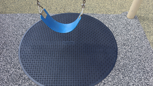 Swing Mat 54” Diameter Close Up with Blue Swing